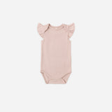 Rylee & Cru Flutter Sleeve Bodysuit in Blush, small front view on white