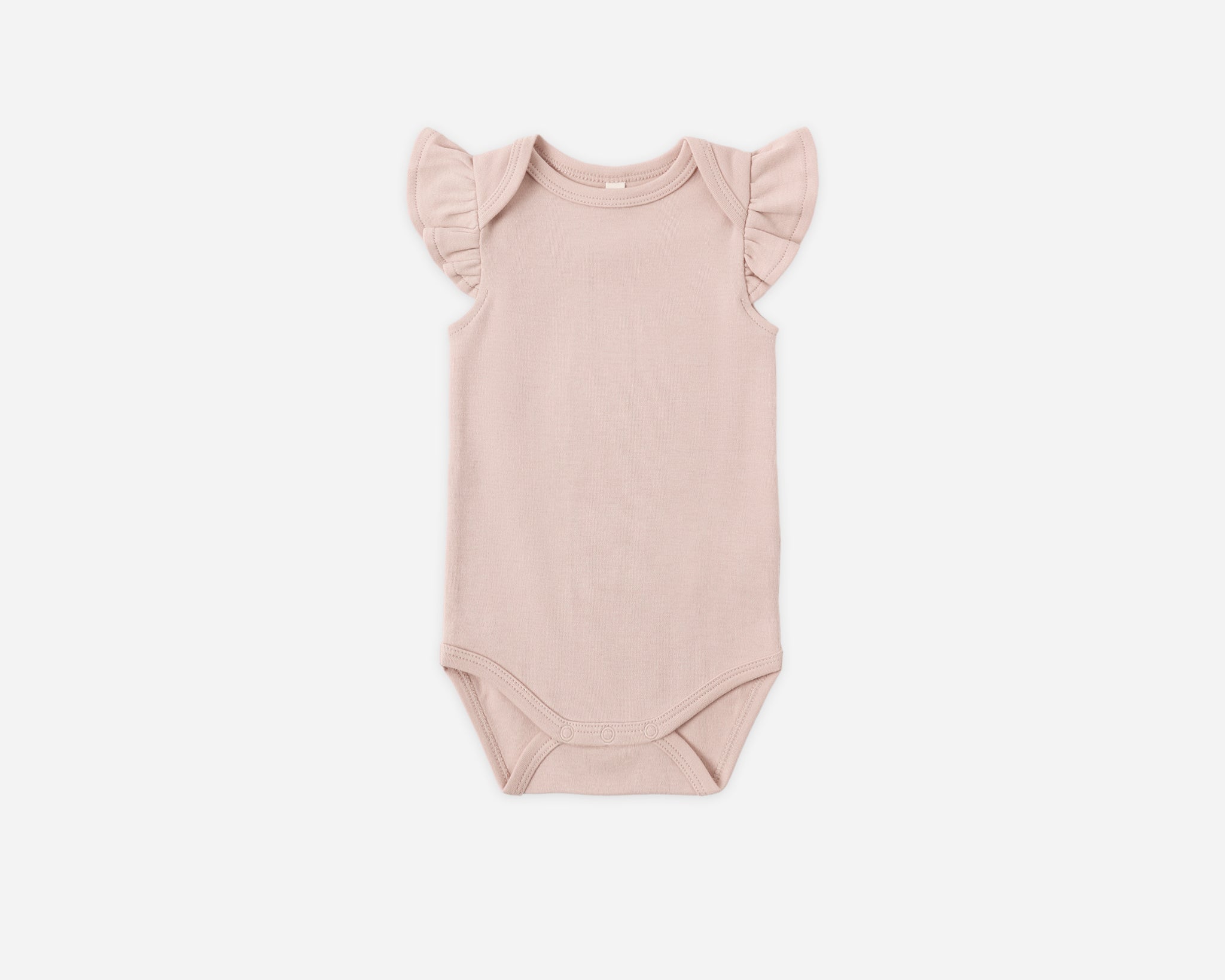 Rylee & Cru Flutter Sleeve Bodysuit in Blush, small front view on white