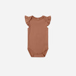 Rylee & Cru Flutter Sleeve Bodysuit in Poppy, small front view on white