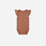 Rylee & Cru Flutter Sleeve Bodysuit in Poppy, small front view on white