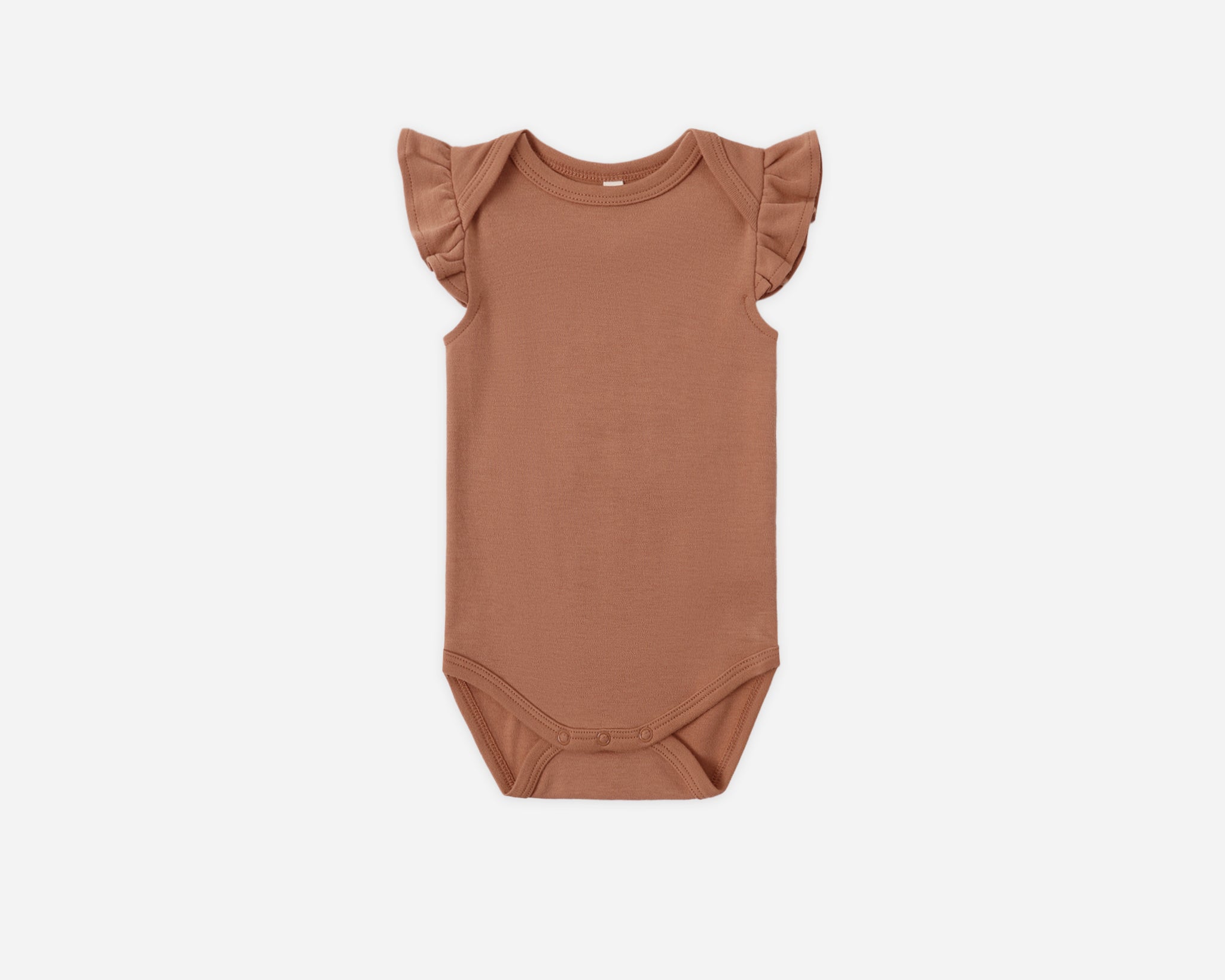 Rylee & Cru Flutter Sleeve Bodysuit in Poppy, small front view on white