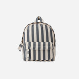 Rylee & Cru Mini Backpack in Navy Stripe, cream and navy striped backpack, front view