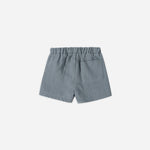 Rylee & Cru Utility Short in Ocean, slate blue gauze toddler shorts, back view