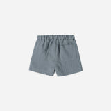 Rylee & Cru Utility Short in Ocean, slate blue gauze toddler shorts, back view