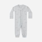 Rylee & Cru Zip Longsleeve Sleeper in Airplane, a light blue footless baby sleeper with a small airplane print