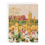 Seedlings Desert Moonlight Love + Friendship Card, a painted desert scene with saguaros and red mesas under a full moon, reading I love you