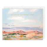 Seedlings Morning Desert Light Birthday Card, a painted desert landscape reading No limits to your birthday wishes