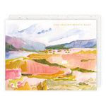 Seedlings Pink and Blue Desert Love and Friendship Card, a painted desert landscape reading You take my breath away
