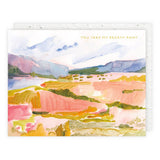 Seedlings Pink and Blue Desert Love and Friendship Card, a painted desert landscape reading You take my breath away