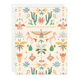 Seedlings Western Toile Birthday Card with cacti, horses, bison and eagles reading Have a wild wild birthday