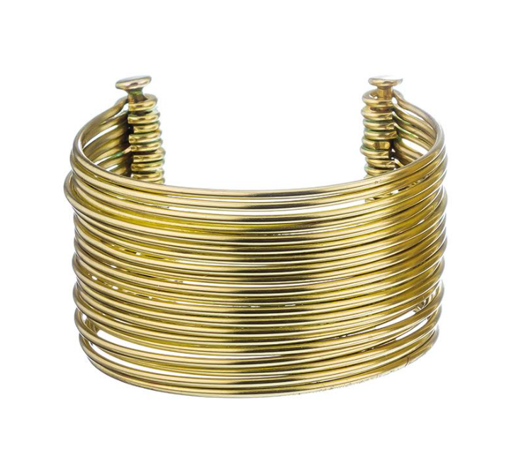 Sibilia Icon Cuff Bracelet, a wide gold cuff made of many thin stacked wires