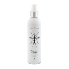 Skeem Citronella Verbena Outdoor Body Spray in a white bottle with a mosquito illustration