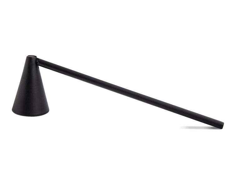 Skeem Cone Black Candle Snuffer, a matte black metal snuffer with a long handle