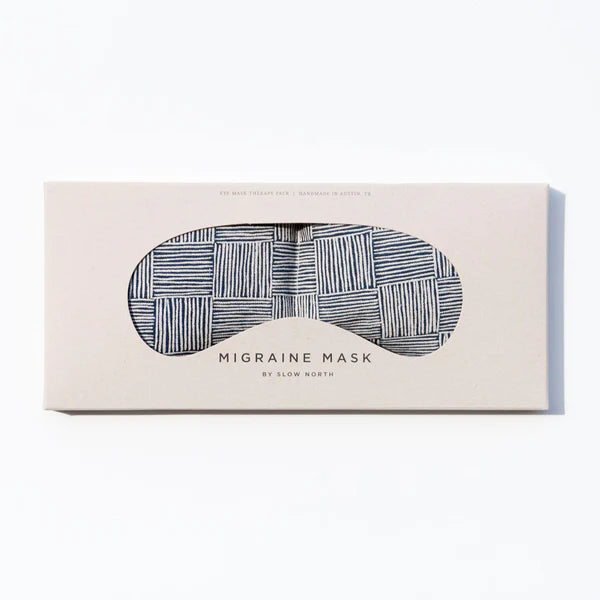 Slow North Migraine Mask in Haystack on its kraft packaging card