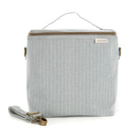 SoYoung Lunch Poche in Pinstripe Heather Grey with a top handle and detachable shoulder strap