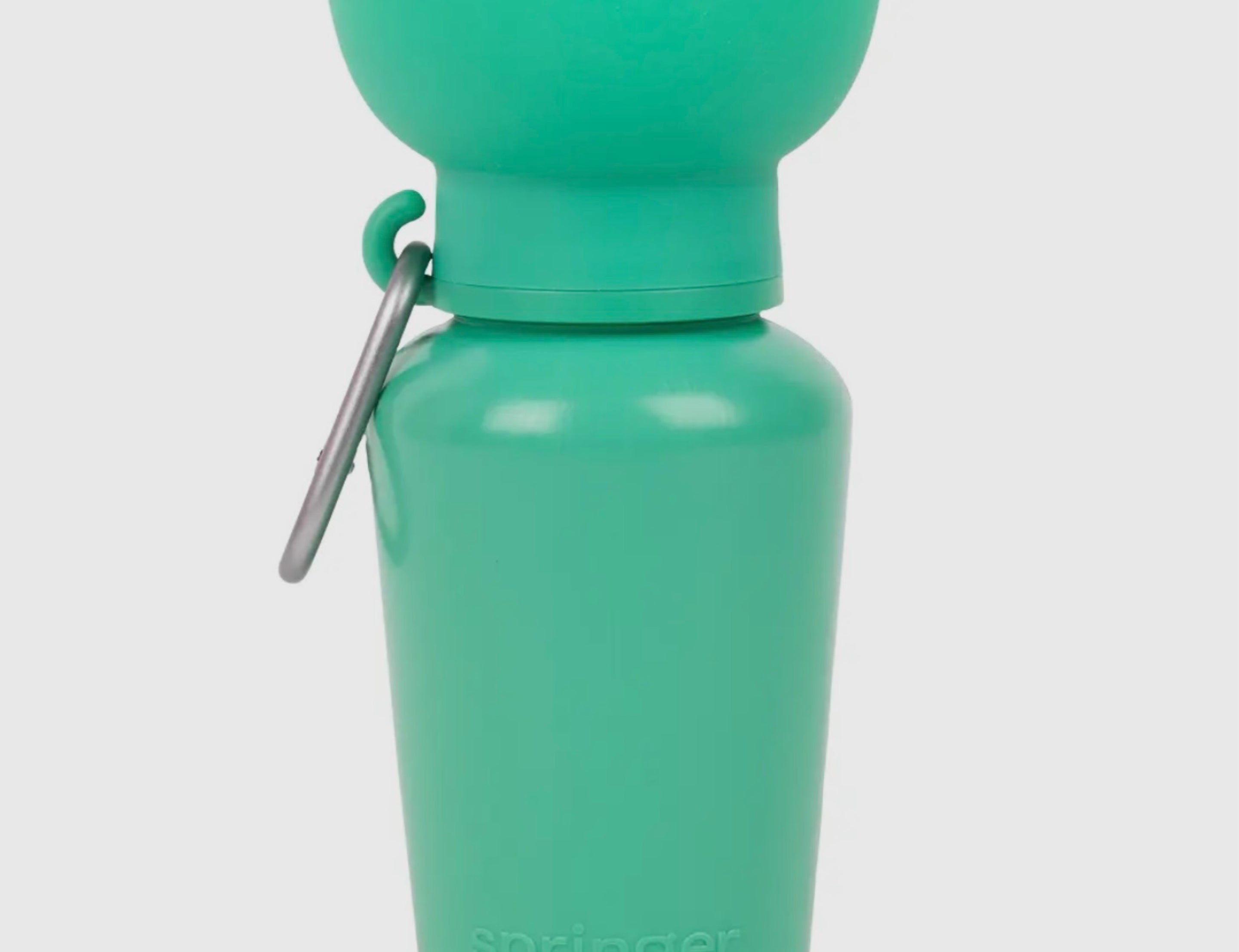 Springer 20 oz Dog Travel Water Bottle in Green, a flip bottle with a collapsible silicone bowl