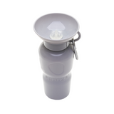 Springer 22 oz Classic Travel Bottle in Grey, a gray portable dog water bottle with a fold-out bowl