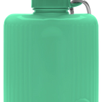 Springer Growler 44 oz Dog Travel Water Bottle in Green, close-up of the ribbed bottle and carabiner