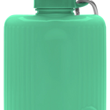 Springer Growler 44 oz Dog Travel Water Bottle in Green, close-up of the ribbed bottle and carabiner