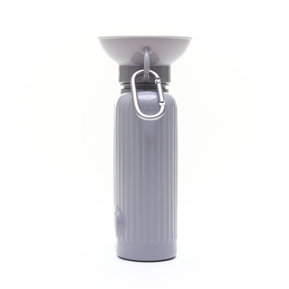 Springer Growler 44 oz Dog Travel Water Bottle in Grey, tall side view