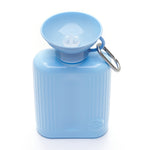 Springer Growler 44 oz Dog Travel Water Bottle in Sky Blue, view from above showing the bowl top