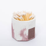Tenn Prairie Concrete Match Holder in Acai & White marbled with white-tipped matches