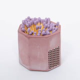 Tenn Prairie Concrete Match Holder in Acai purple with purple-tipped matches and a side striker