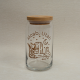 The Care Co Moab Desert Glass Can with the bamboo lid on and no straw