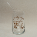 The Care Co Moab Desert Glass Can with a glass straw and no lid