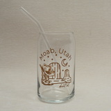 The Care Co Moab Desert Glass Can with a glass straw and no lid