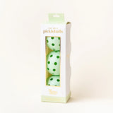 The Darling Effect Pickleball Ball Set in Green, a box of three mint green pickleballs