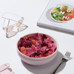 W&P Lunch Cookbook beside a pink bowl of beet salad and a fork