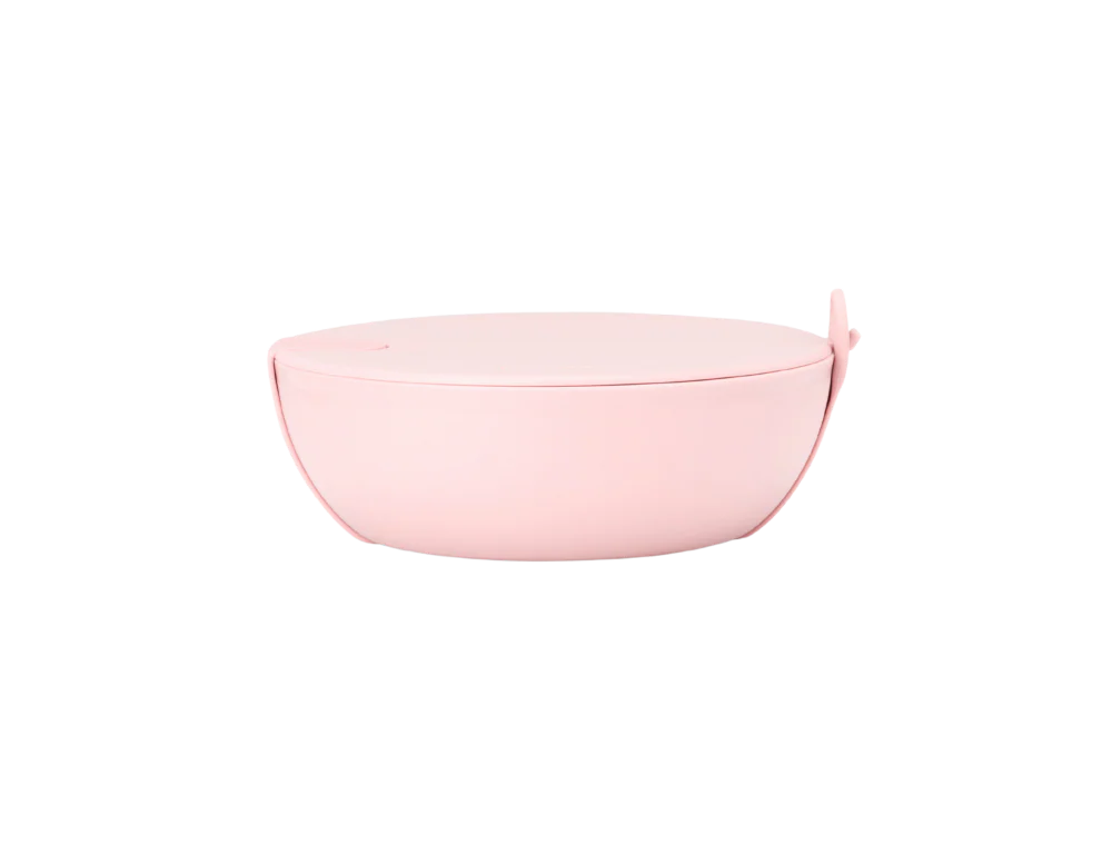 W&P Porter Bowl Plastic in Blush, a pale pink lidded bowl with a snap-on lid