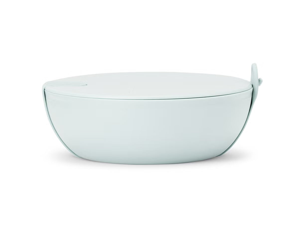 W&P Porter Bowl Plastic in Mint, a pale mint lidded bowl with a snap-on lid
