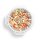 W&P Reusable Stretch Lid covering a bowl of pasta salad, from above