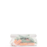 W&P Roll Tight Freezer Storage Bag labeled Veggies and filled with carrots and green beans