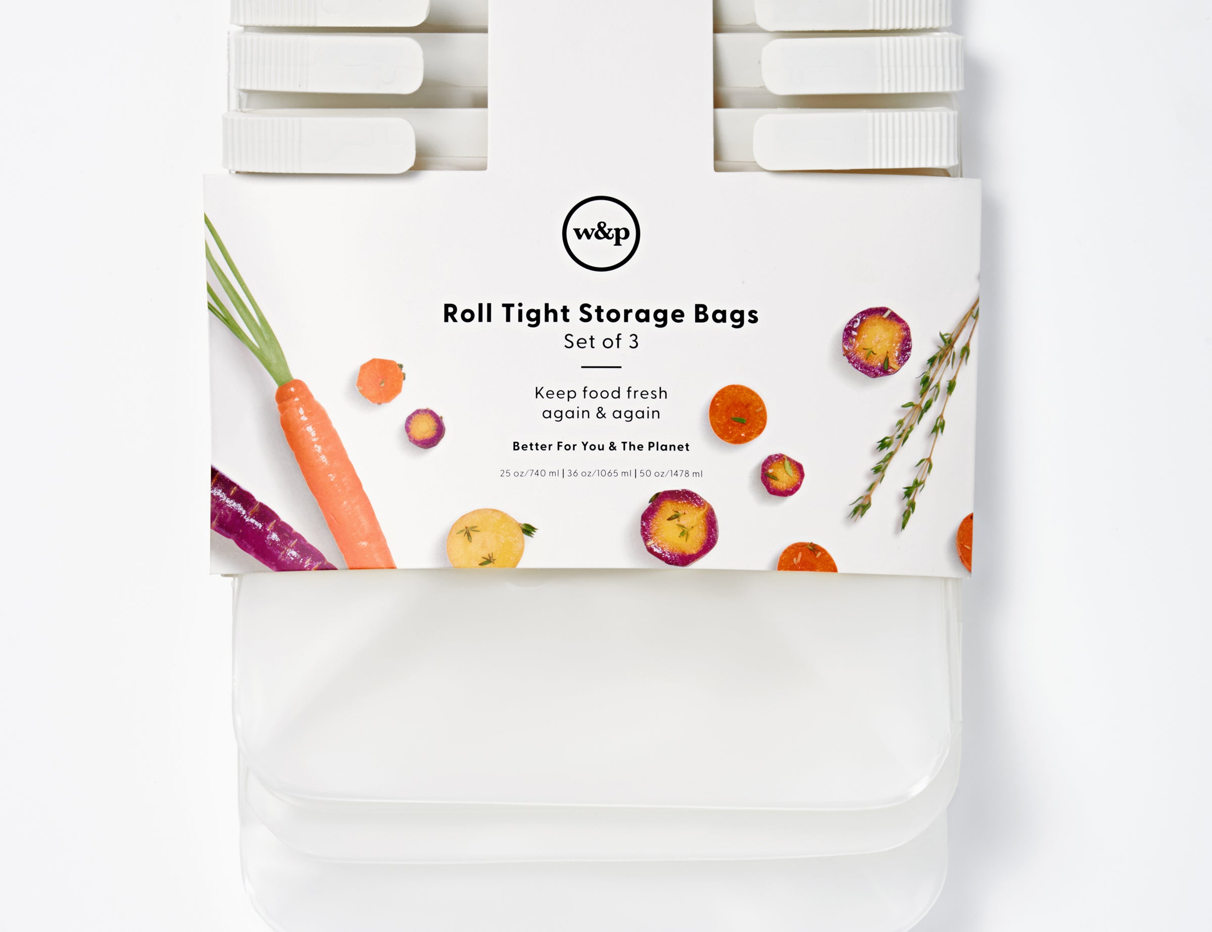 W&P Roll Tight Freezer Storage Bag Set of 3 in its retail packaging