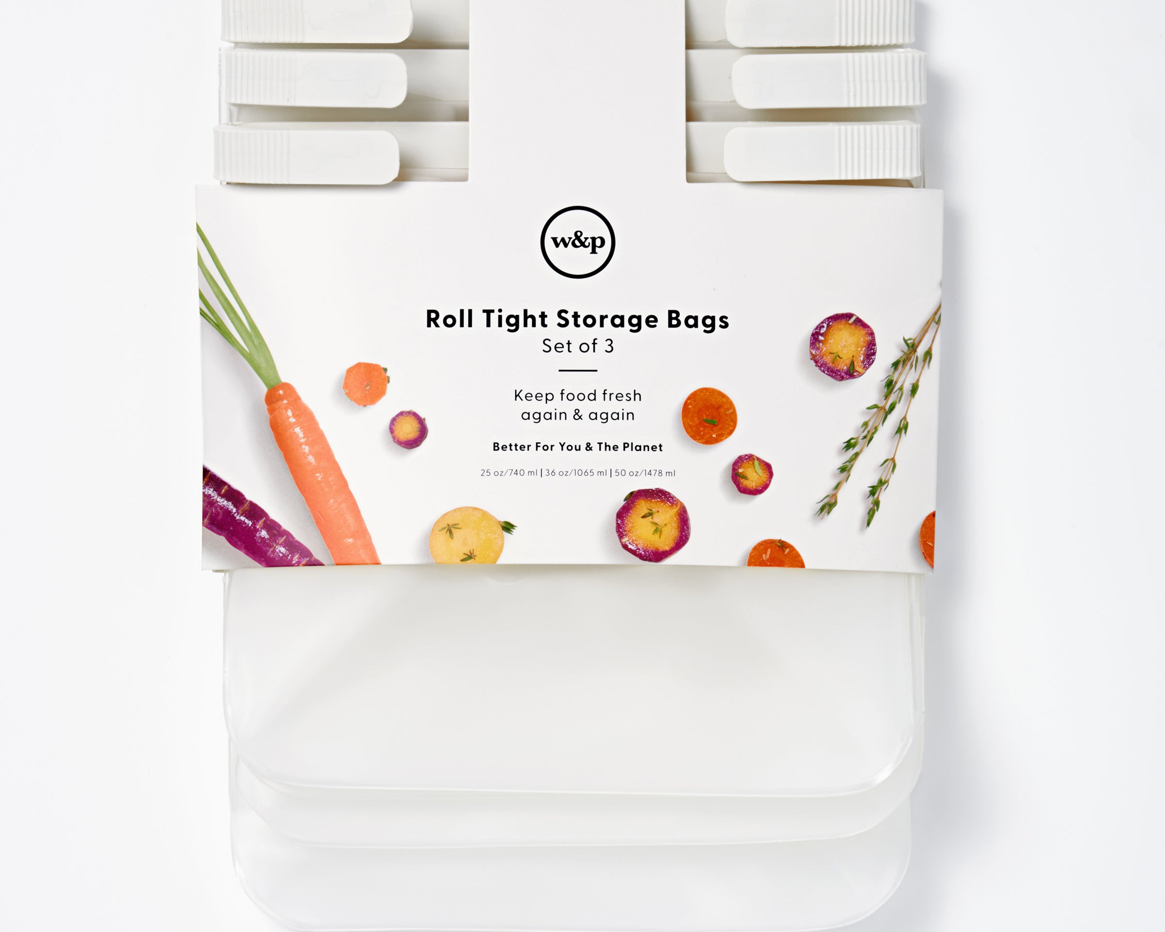 W&P Roll Tight Freezer Storage Bag Set of 3 in its retail packaging