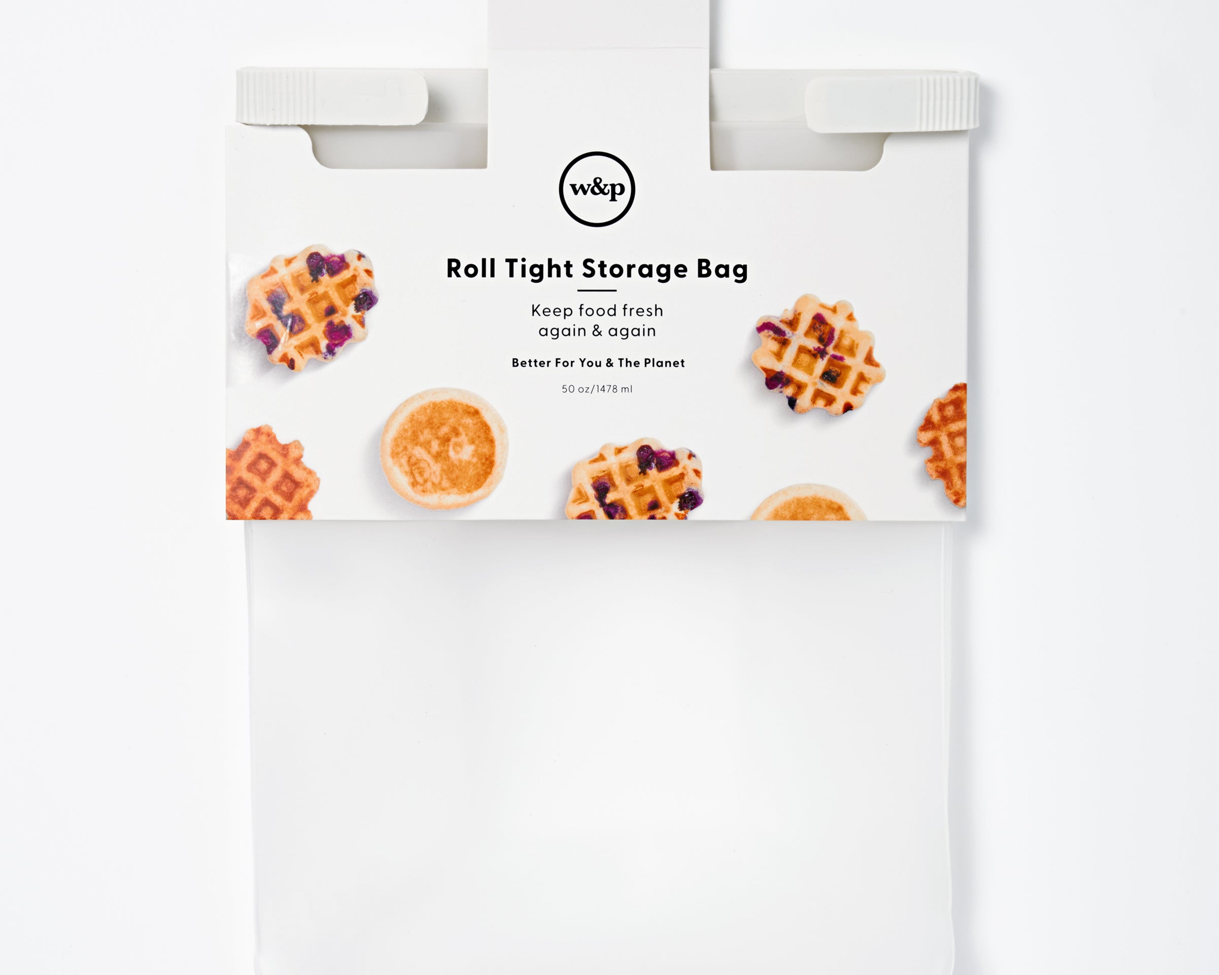 W&P Roll Tight Freezer Storage Single Bag in Large, in retail packaging with a waffle print