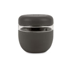 W&P Seal Tight Bowl 24 oz in Charcoal, a glass bowl with a dark gray silicone sleeve and lid
