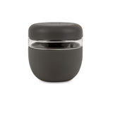 W&P Seal Tight Bowl 24 oz in Charcoal, a glass bowl with a dark gray silicone sleeve and lid