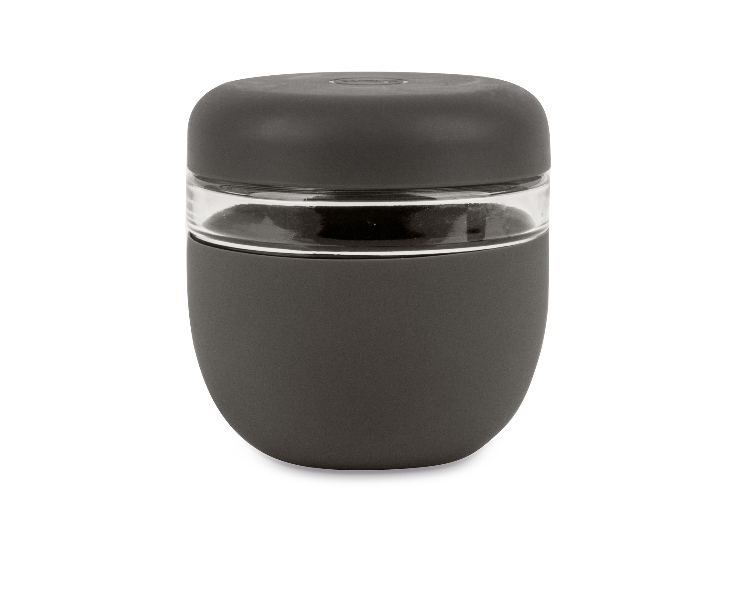 W&P Seal Tight Bowl 24 oz in Charcoal, a glass bowl with a dark gray silicone sleeve and lid