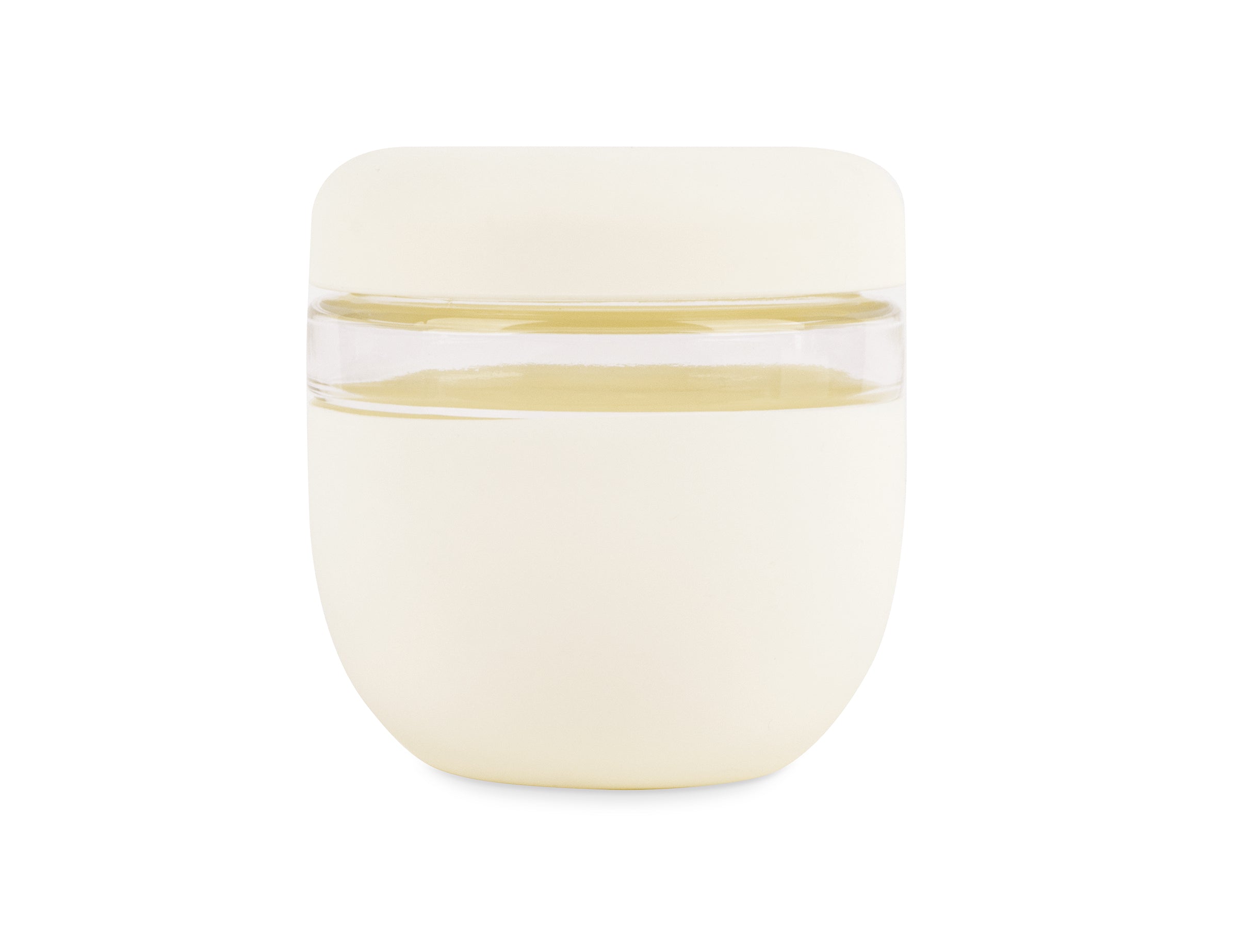 W&P Seal Tight Bowl 24 oz in Cream, a glass bowl with an ivory silicone sleeve and lid