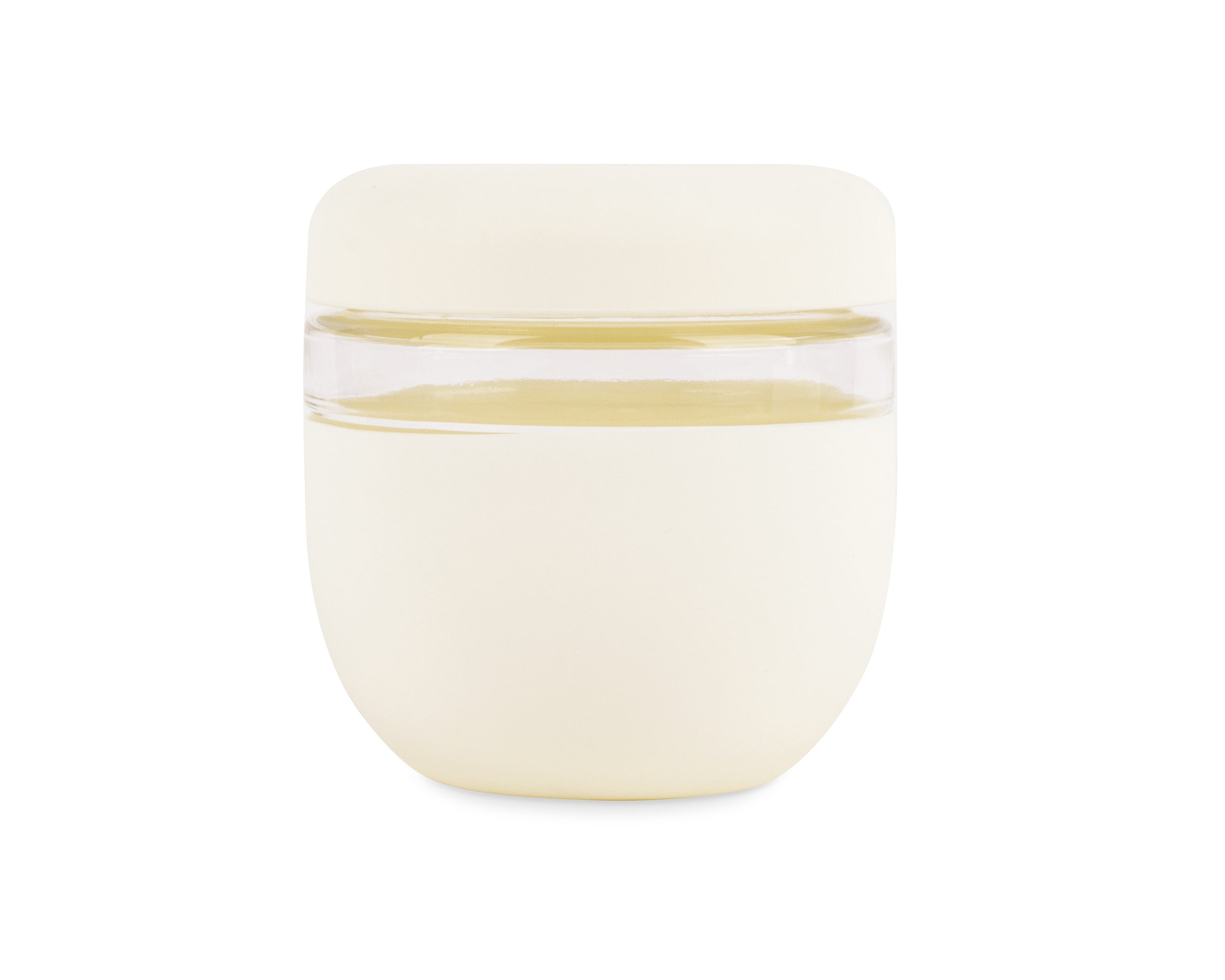 W&P Seal Tight Bowl 24 oz in Cream, a glass bowl with an ivory silicone sleeve and lid