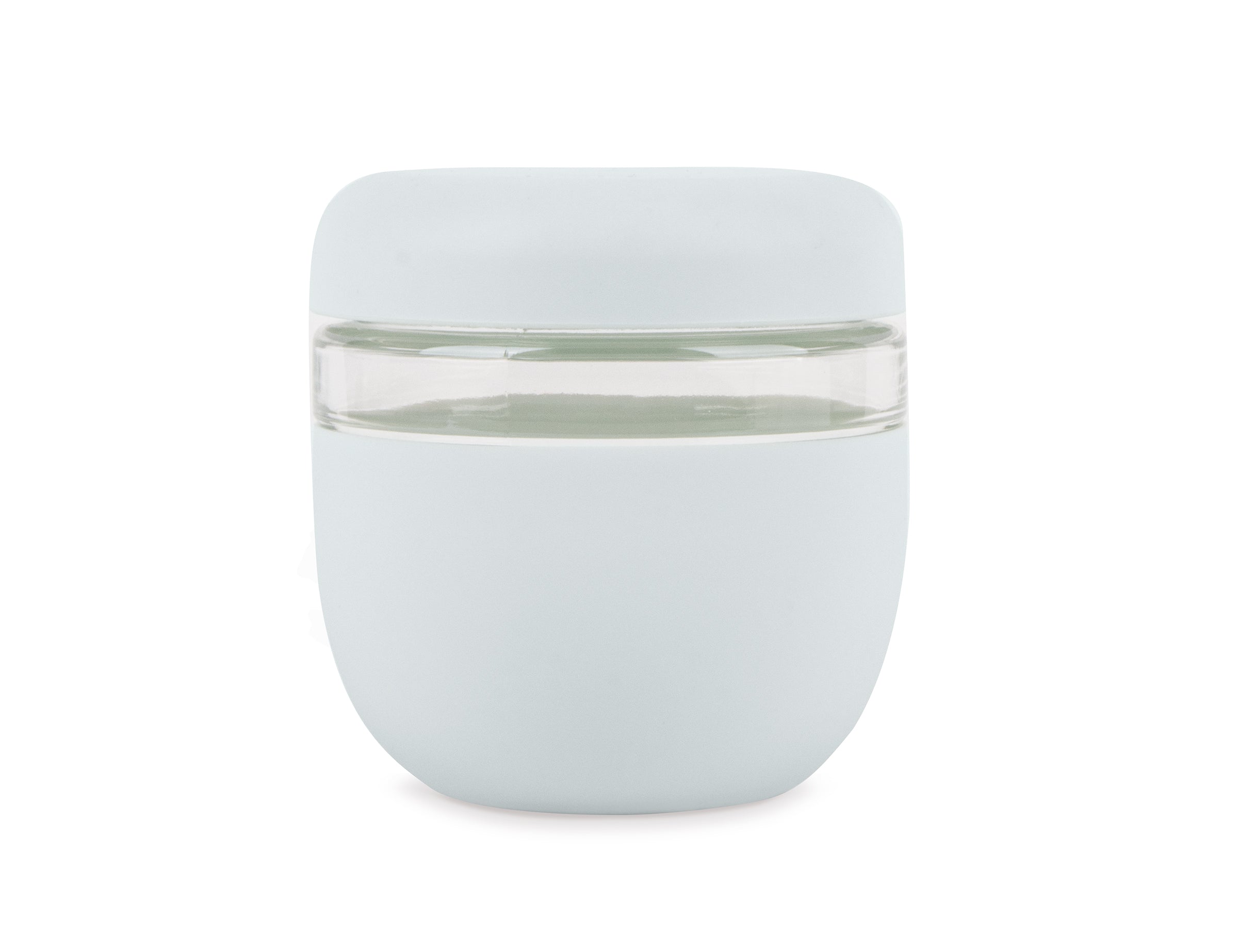 W&P Seal Tight Bowl 24 oz in Mint, a glass bowl with a pale mint silicone sleeve and lid