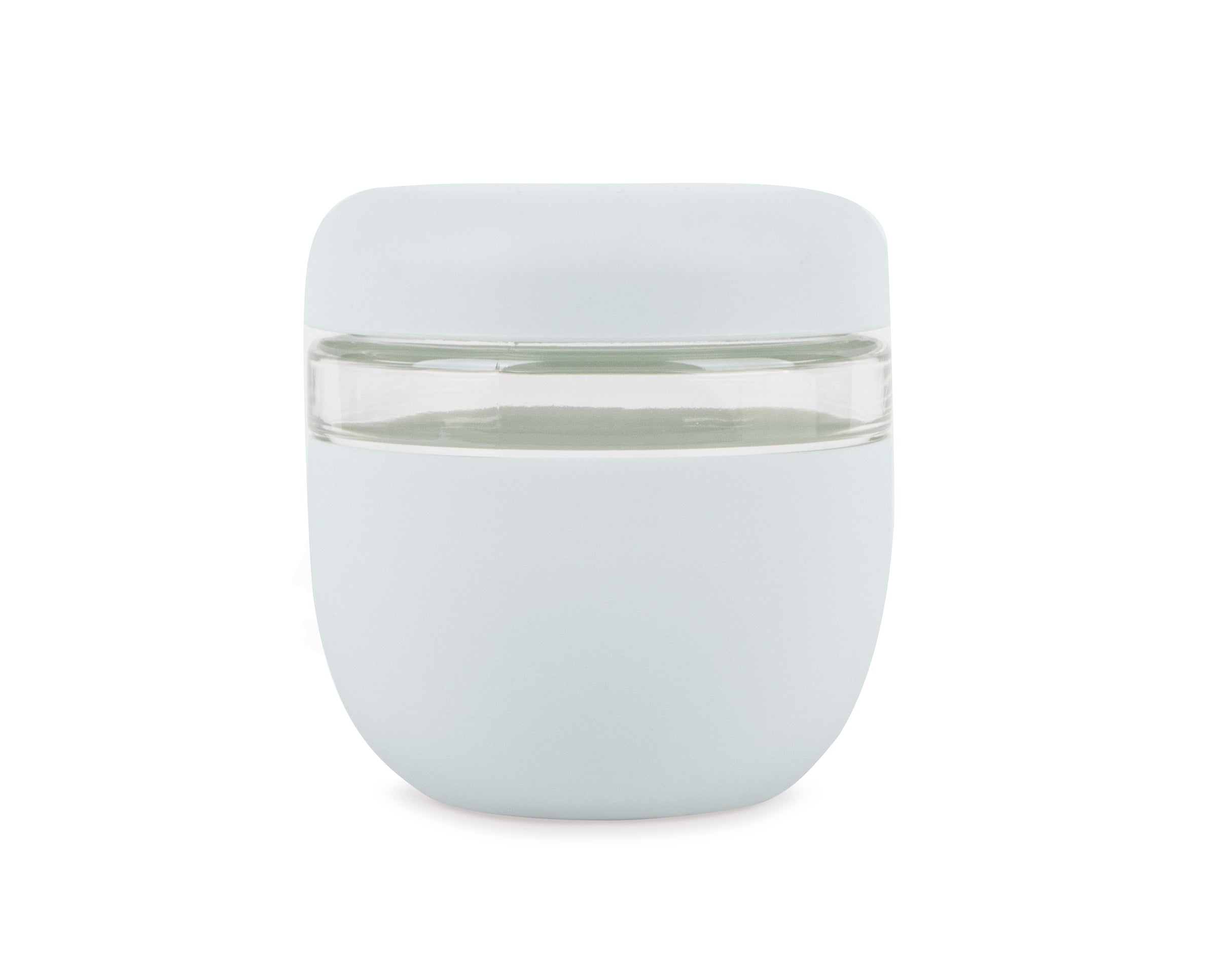 W&P Seal Tight Bowl 24 oz in Mint, a glass bowl with a pale mint silicone sleeve and lid