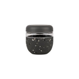 W&P Seal Tight Bowl 24 oz in Terrazzo Charcoal, a glass bowl with a black speckled silicone sleeve and lid