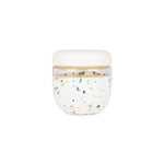 W&P Seal Tight Bowl 24 oz in Terrazzo Cream, a glass bowl with a speckled cream silicone sleeve and lid