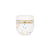 W&P Seal Tight Bowl 24 oz in Terrazzo Cream, a glass bowl with a speckled cream silicone sleeve and lid