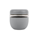 W&P Seal Tight Bowl in Slate gray, a glass bowl with a gray silicone sleeve and lid